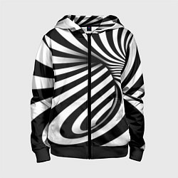 Толстовка на молнии детская Оптические иллюзии зебра, цвет: 3D-черный