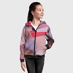 Толстовка на молнии детская Розовое абстрактное множество кубов, цвет: 3D-черный — фото 2