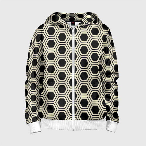 Детская толстовка на молнии Шестиугольная сота / 3D-Белый – фото 1