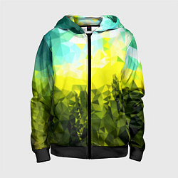 Толстовка на молнии детская Green abstract colors, цвет: 3D-черный