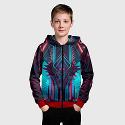 Толстовка на молнии детская Кибернетический узор дракона, цвет: 3D-красный — фото 2