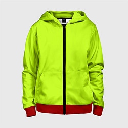 Толстовка на молнии детская Лайм цвет: однотонный лаймовый, цвет: 3D-красный