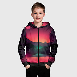 Толстовка на молнии детская Неоновая природа, цвет: 3D-черный — фото 2
