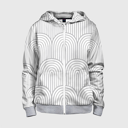 Детская толстовка на молнии Светло-серый овальный паттерн / 3D-Меланж – фото 1