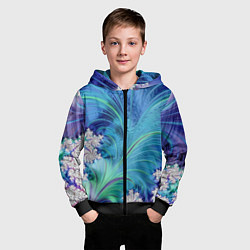Толстовка на молнии детская Авангардная фрактальная композиция, цвет: 3D-черный — фото 2