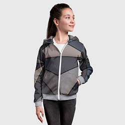 Толстовка на молнии детская Тёмный треугольный паттерн, цвет: 3D-меланж — фото 2