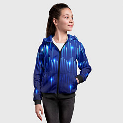 Толстовка на молнии детская Светящиеся синие линии, цвет: 3D-черный — фото 2
