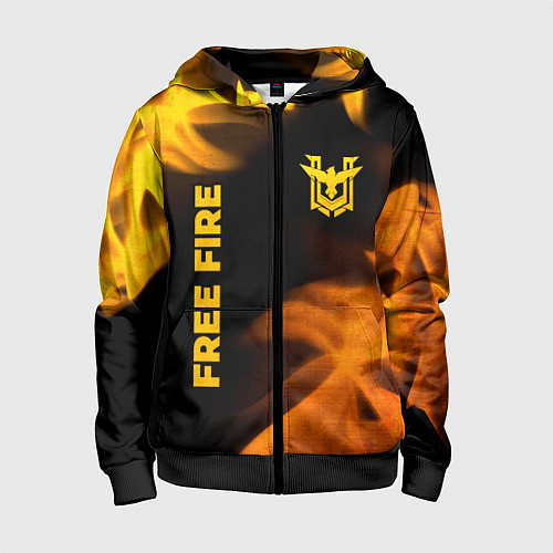 Детская толстовка на молнии Free Fire - gold gradient: надпись, символ / 3D-Черный – фото 1