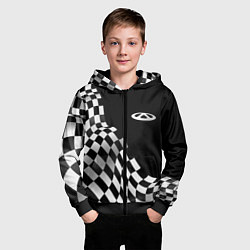 Толстовка на молнии детская Chery racing flag, цвет: 3D-черный — фото 2