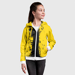 Толстовка на молнии детская Вертикальная черно-желтая полоса Cyberpunk 2077, цвет: 3D-белый — фото 2