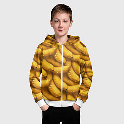 Толстовка на молнии детская Сочная текстура из бананов, цвет: 3D-белый — фото 2