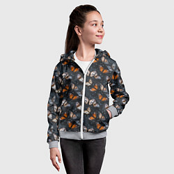 Толстовка на молнии детская Бабочки и капли - паттерн, цвет: 3D-меланж — фото 2