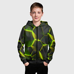 Толстовка на молнии детская Разлом неоновых плит, цвет: 3D-черный — фото 2