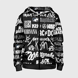 Толстовка на молнии детская Сборник тяжёлого рока, цвет: 3D-черный