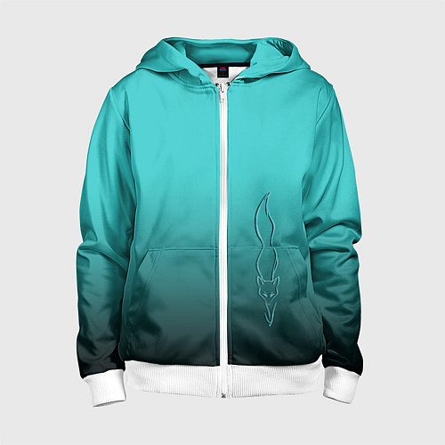 Детская толстовка на молнии Силуэт лисы на градиентном фоне / 3D-Белый – фото 1