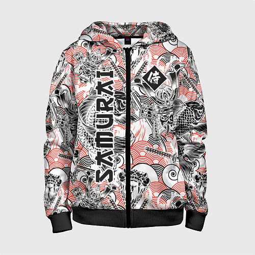 Детская толстовка на молнии Самурай татуировки / 3D-Черный – фото 1