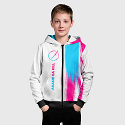 Толстовка на молнии детская Akame ga Kill neon gradient style: по-вертикали, цвет: 3D-черный — фото 2