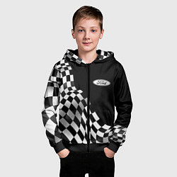 Толстовка на молнии детская Ford racing flag, цвет: 3D-черный — фото 2