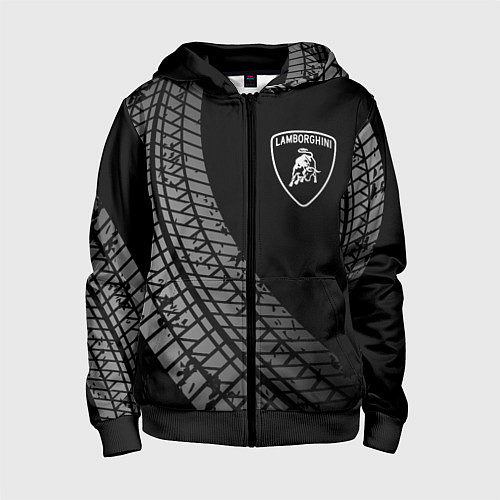 Детская толстовка на молнии Lamborghini tire tracks / 3D-Черный – фото 1