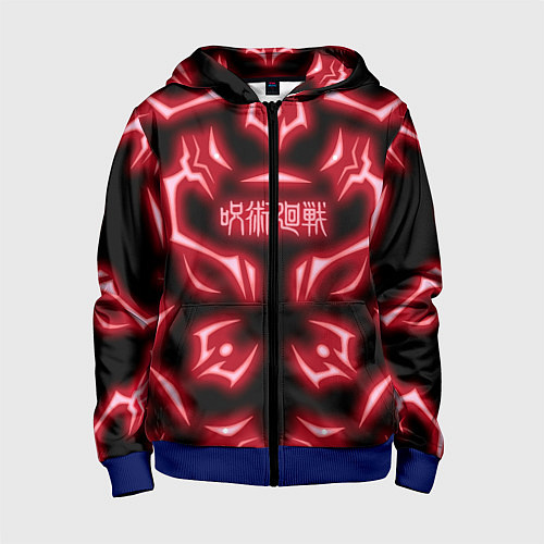 Детская толстовка на молнии Магическая битва светящиеся Знаки Сукуны / 3D-Синий – фото 1