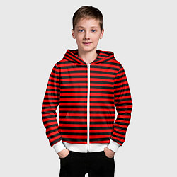 Толстовка на молнии детская Черно-красные полосы, цвет: 3D-белый — фото 2