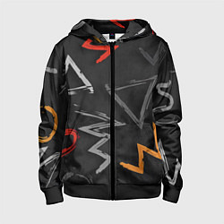 Толстовка на молнии детская Паттерн фигуры, цвет: 3D-черный