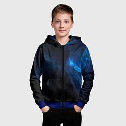 Толстовка на молнии детская Чёрный и синий космос, цвет: 3D-синий — фото 2