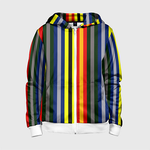Детская толстовка на молнии Полосы школа чародейства и волшебства / 3D-Белый – фото 1