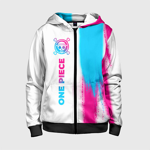 Детская толстовка на молнии One Piece neon gradient style: по-вертикали / 3D-Черный – фото 1