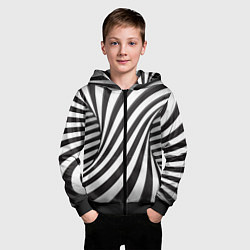Толстовка на молнии детская Полосатая зебра, цвет: 3D-черный — фото 2