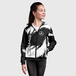 Толстовка на молнии детская Mercedes benz - white color, цвет: 3D-черный — фото 2