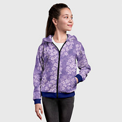 Толстовка на молнии детская Цветы сирени, цвет: 3D-синий — фото 2