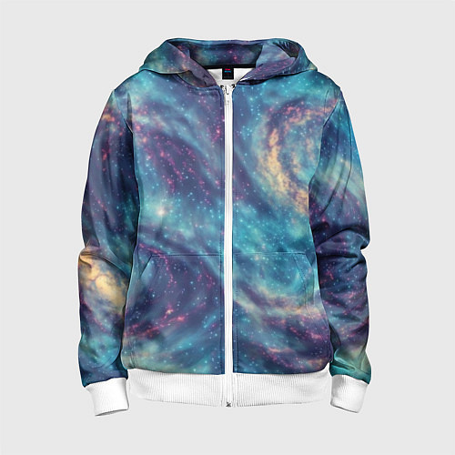 Детская толстовка на молнии Путеводная звезда в космосе / 3D-Белый – фото 1