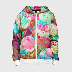 Толстовка на молнии детская Сладкая жизнь, цвет: 3D-белый