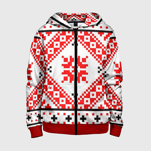 Детская толстовка на молнии Удмуртский стиль / 3D-Красный – фото 1