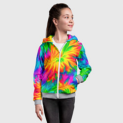 Толстовка на молнии детская Тай-дай кислотные краски, цвет: 3D-меланж — фото 2