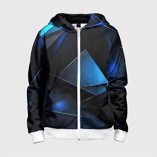 Детская толстовка на молнии Blue black texture / 3D-Белый – фото 1