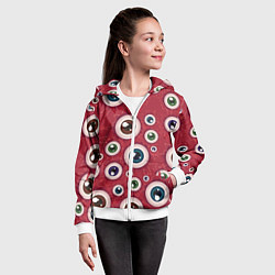 Толстовка на молнии детская Множество жутких глаз, цвет: 3D-белый — фото 2