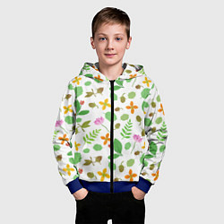 Толстовка на молнии детская Цветы и листья, цвет: 3D-синий — фото 2