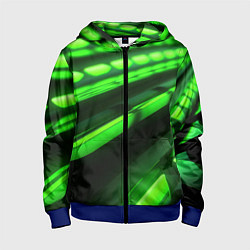 Детская толстовка на молнии Green neon abstract