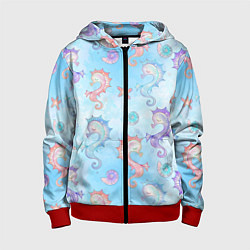 Детская толстовка на молнии Морские коньки - паттерн