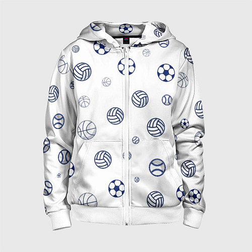 Детская толстовка на молнии Balls / 3D-Белый – фото 1