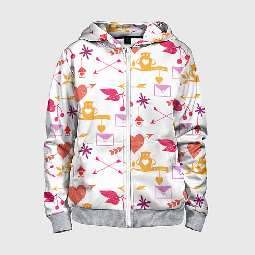 Детская толстовка на молнии Письма любви / 3D-Меланж – фото 1