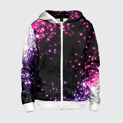 Детская толстовка на молнии Неоновые звезды - neon / 3D-Белый – фото 1