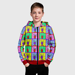 Толстовка на молнии детская Кактусы психодел, цвет: 3D-красный — фото 2