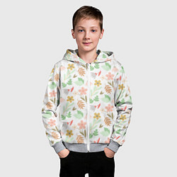 Толстовка на молнии детская Листики цветочки, цвет: 3D-меланж — фото 2