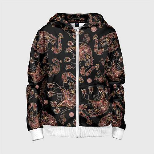 Детская толстовка на молнии Слон индийский / 3D-Белый – фото 1