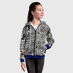 Толстовка на молнии детская Орнамент древних цивилизаций, цвет: 3D-синий — фото 2