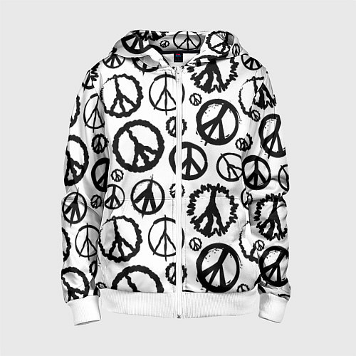 Детская толстовка на молнии Many peace logo / 3D-Белый – фото 1