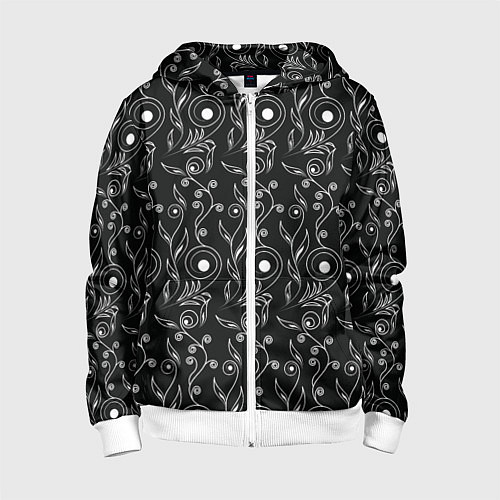 Детская толстовка на молнии Black style pattern / 3D-Белый – фото 1